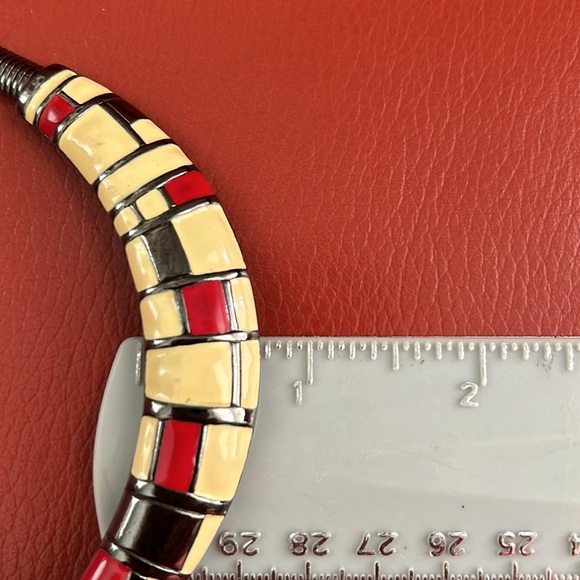 Beautiful vintage art deco Monet enamel snake chain necklace. Signed. - Picture 7 of 7